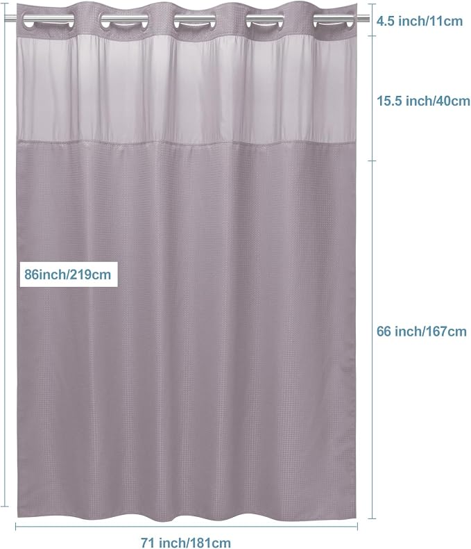Lavender Long No Hook Shower Curtain - Image 7
