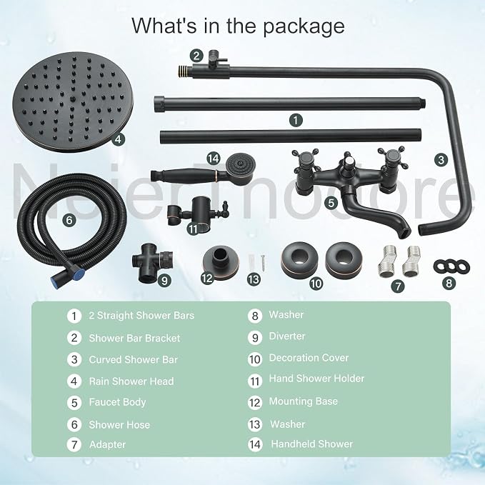 NeierThodore Oil Rubbed Bronze Shower Faucet Set Complete Shower System 8 Rain - Image 8