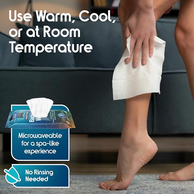 Body Wipes for adults bathing no rinse | Adult Wash Cloths Extra Large - Image 5
