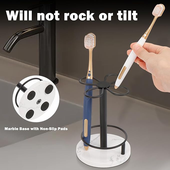 HarJue Toothbrush Holder Stand for Bathroom, Metal Toothbrush Organizer - Image 4
