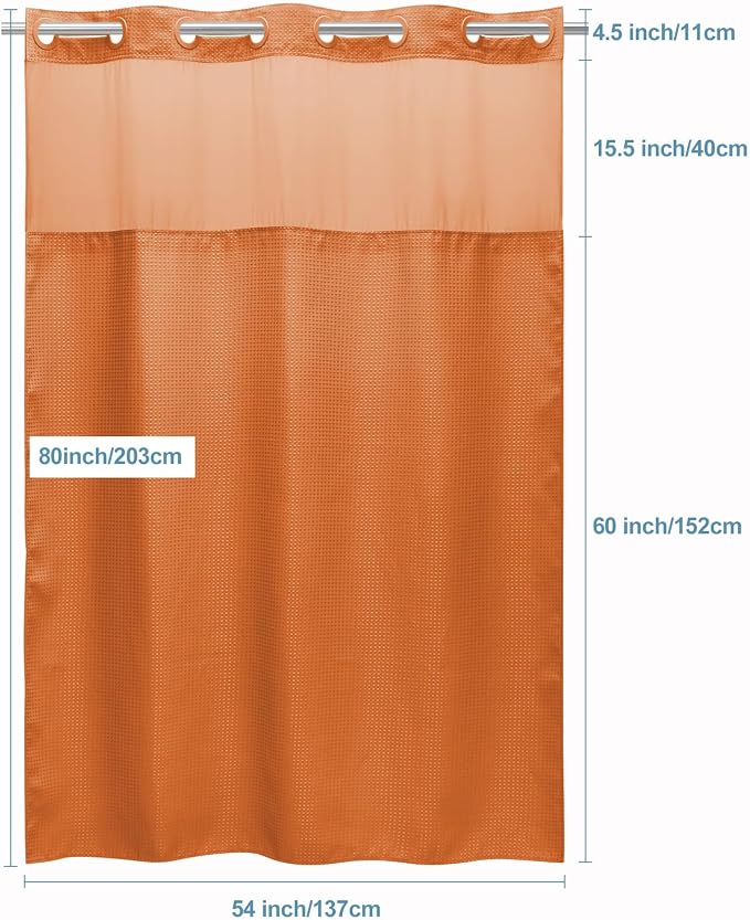 Burnt Orange Stall No Hook Shower Curtain - Image 6