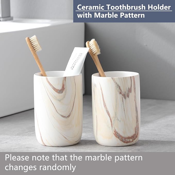 Brown Marble Toothbrush Holders - Image 2