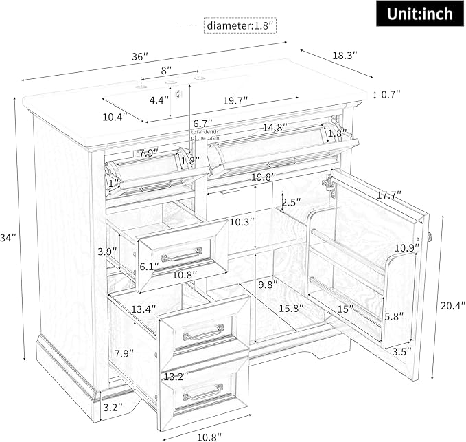 Linique 36" Bathroom Vanity - Image 2