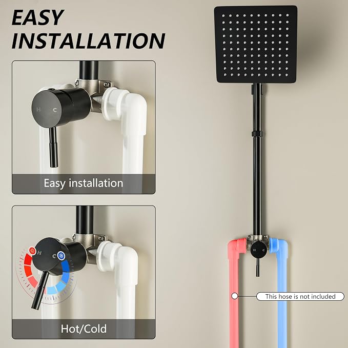 LIWEIKE Outdoor Shower Kit, All Mental Matte Black Outdoor Shower Fixtures - Image 8