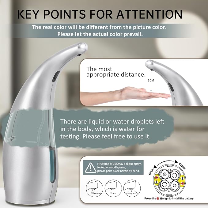 Automatic Liquid Soap Dispenser, 300ML Touchless 4 Gear Adjustable（Gray） - Image 3