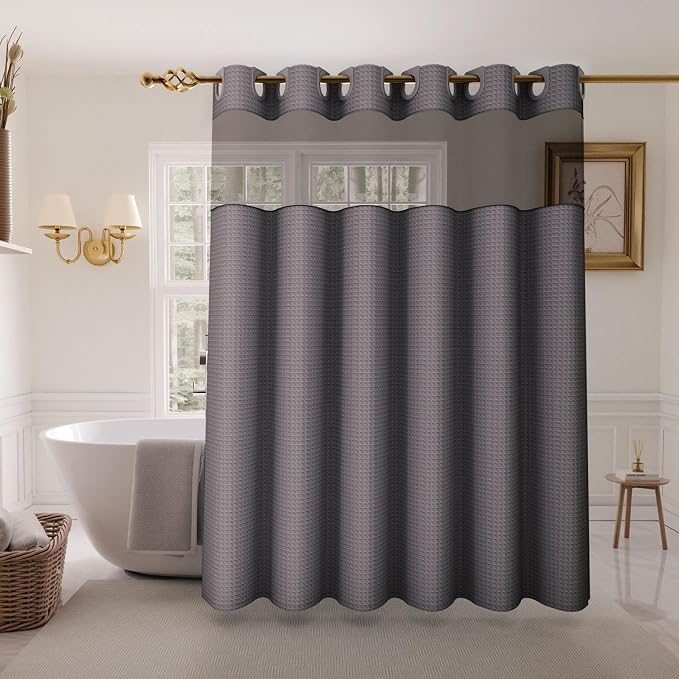 Inhousolu Extra Long No Hook Shower Curtain by INHOUSOLUHOMEDECOR