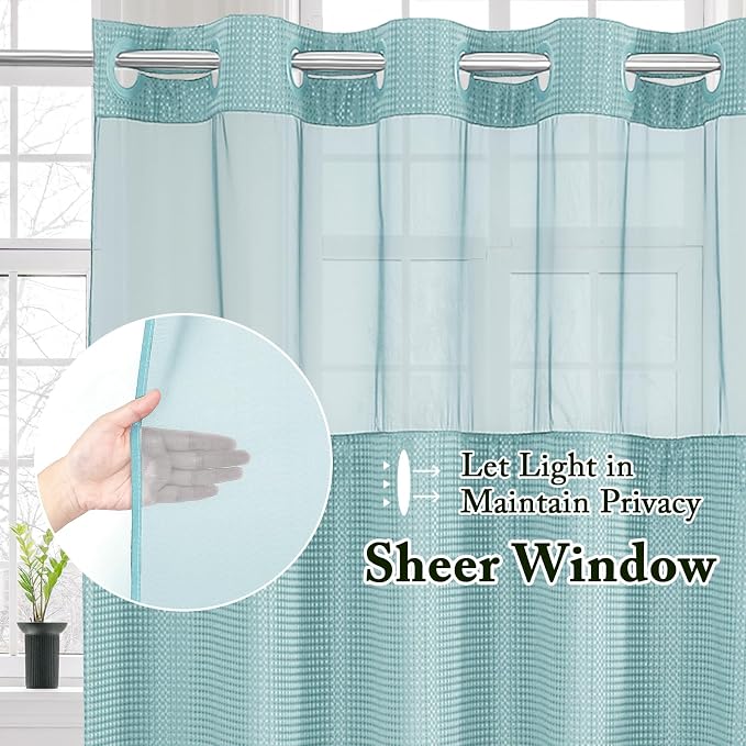 Gibelle No Hook Waffle Weave Shower Curtain - Image 2
