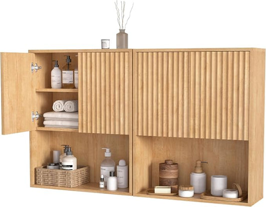 Fluted Bathroom Wall Cabinet Over The Toilet Storage, Wall Mounted Cabinet by NewBeth