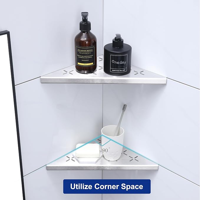 10" Corner Shower Shelf, Recessed Corner Shelf Organizer Rack, No Drilling - Image 7