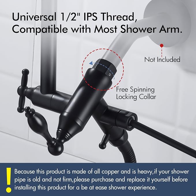 Bagnolux Solid Brass 6" High Pressure Black Rain Shower Head - Image 7