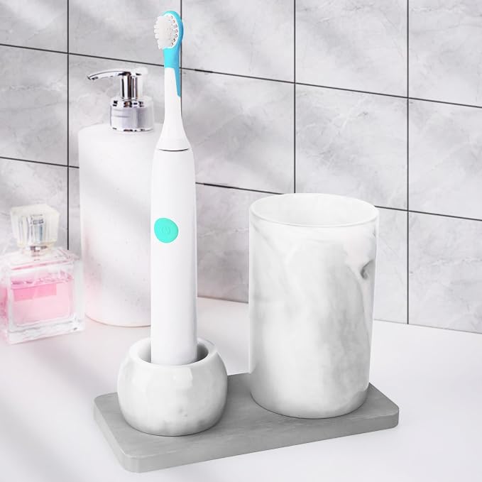 Ceramic Toothbrush Holder & Toothbrush Cup by LUEXBOX