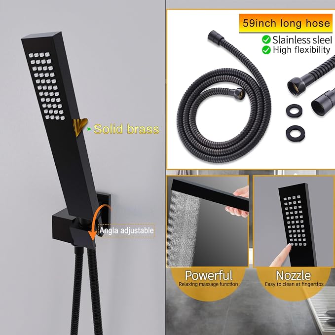 24x32 LED Dual Head Shower System 24"x32" Ceiling Mount Shower Head - Image 6