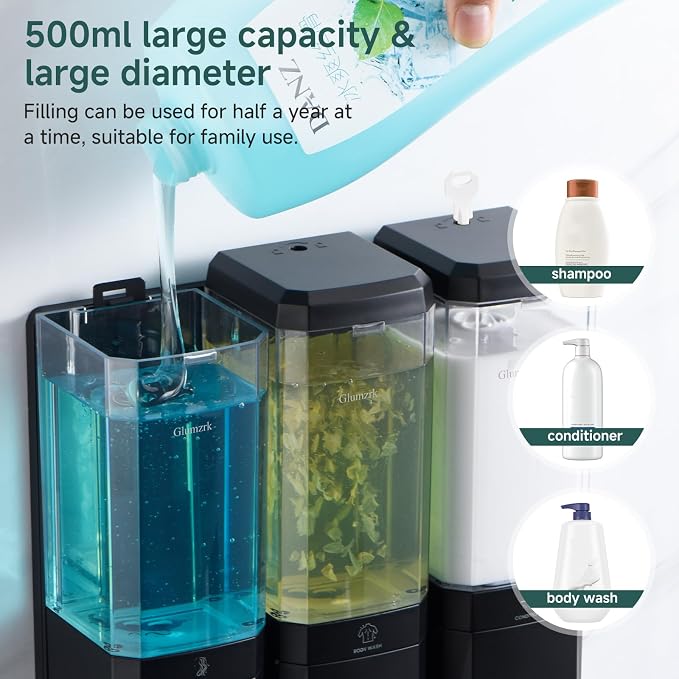 Shampoo and Conditioner Dispenser Wall Mounted No Drill, Shower Soap Dispenser - Image 4