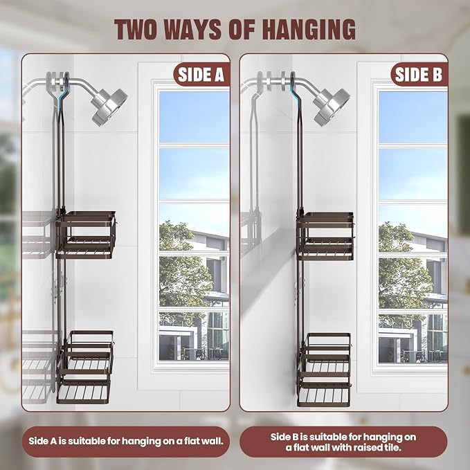 REINHARDT Adjustable Shower Caddy Hanging Rustproof Shower Caddy - Image 8