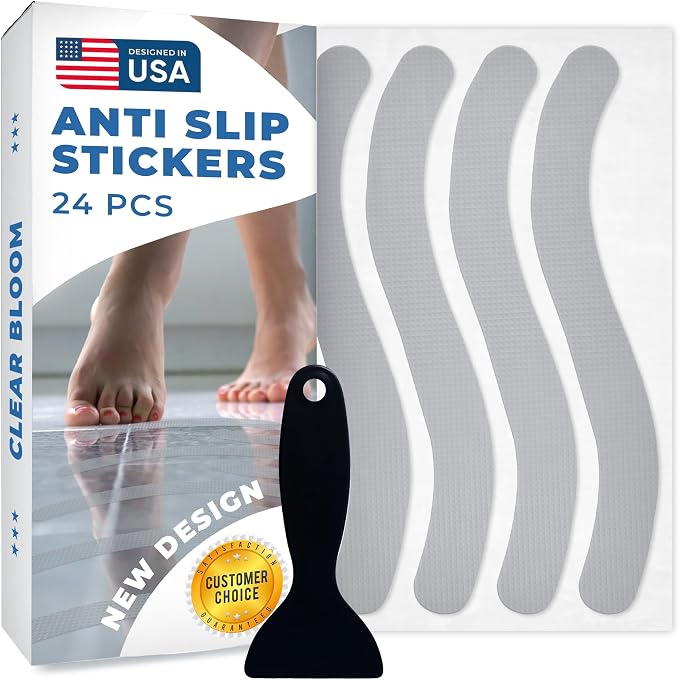 Anti Slip Shower Stickers 24 PCS, Premium Adhesive Bath Tub Stickers by ClearBloom