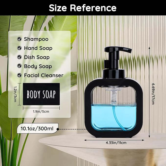 Segbeauty 10.1oz Black Foaming Soap Dispenser - Image 4