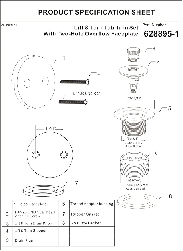 Matte Black Lift & Turn Tub Trim Set - Image 6