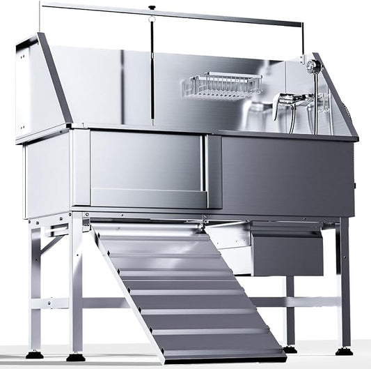 46" Dog Washing Station, Professional Stainless Steel Dog Bathing Station Pet by POOAMY