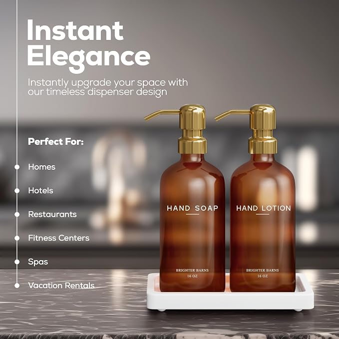 Luxury Glass Soap and Lotion Dispenser Set - Image 2