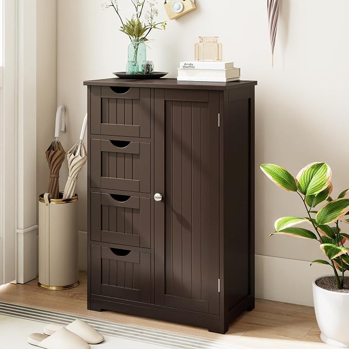Tangkula Bathroom Floor Cabinet, Freestanding Storage Cabinet - Image 5