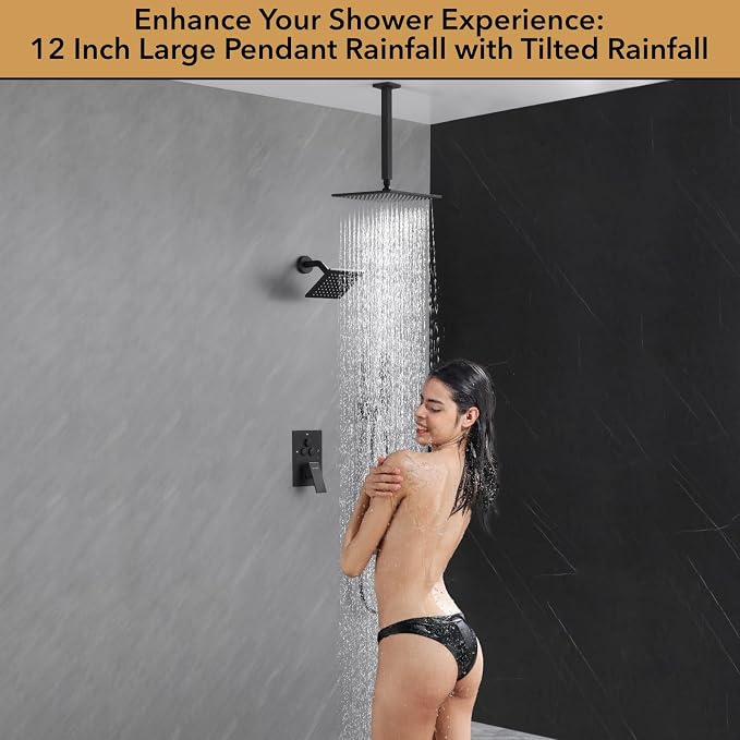 VANFOXLE Shower Faucet Set Matte Black Shower System, Push Button Diverter - Image 7