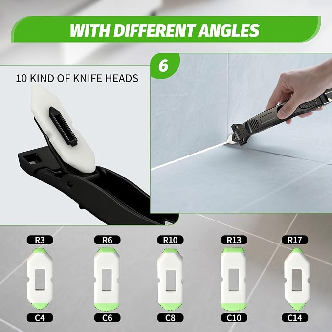 Caulking Tool 6 in 1 Sealant Finishing Tool & Grout Remover Scraper - Image 6