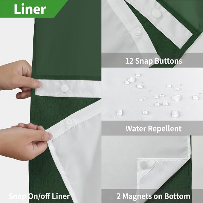 Extra Long No Hooks Needed Linen Textured Shower Curtain - Image 5