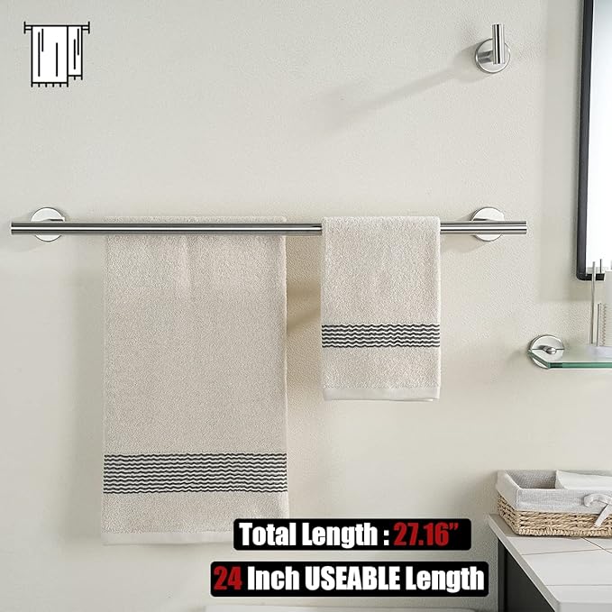 JQK Bath Hardware Towel Bar Accessory Set, 5-Piece Bathroom Accessories - Image 3