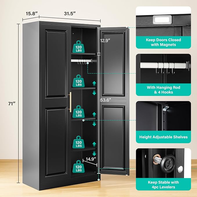 SISESOL 71" Tall Storage Cabinet - Image 3