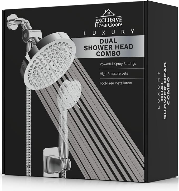 Shower Head With Handheld Combo, 6 Inch High Pressure Rainfall Showerhead With - Image 6
