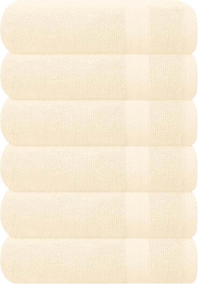 GLAMBURG Ultra Soft 6-Piece Hand Towel Set 16x28-100% Ringspun Cotton by GLAMBURG