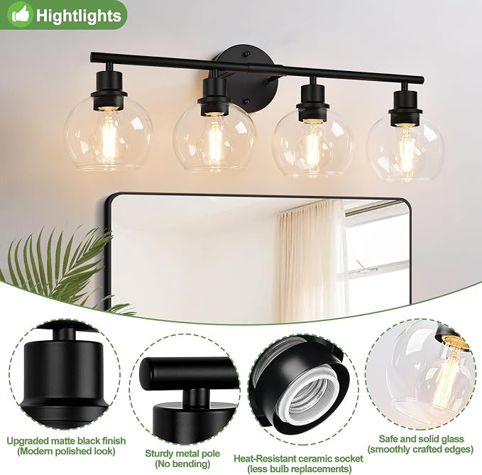 2025 Upgrade 4-Light Bathroom Light Fixtures, Vanity Lights - Image 6