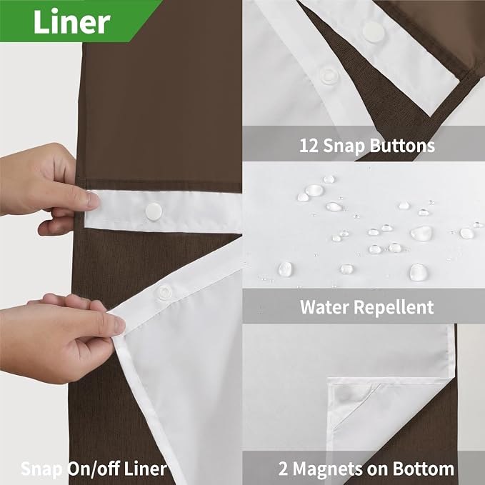 Long No Hooks Needed Linen Textured Shower Curtain - Image 5