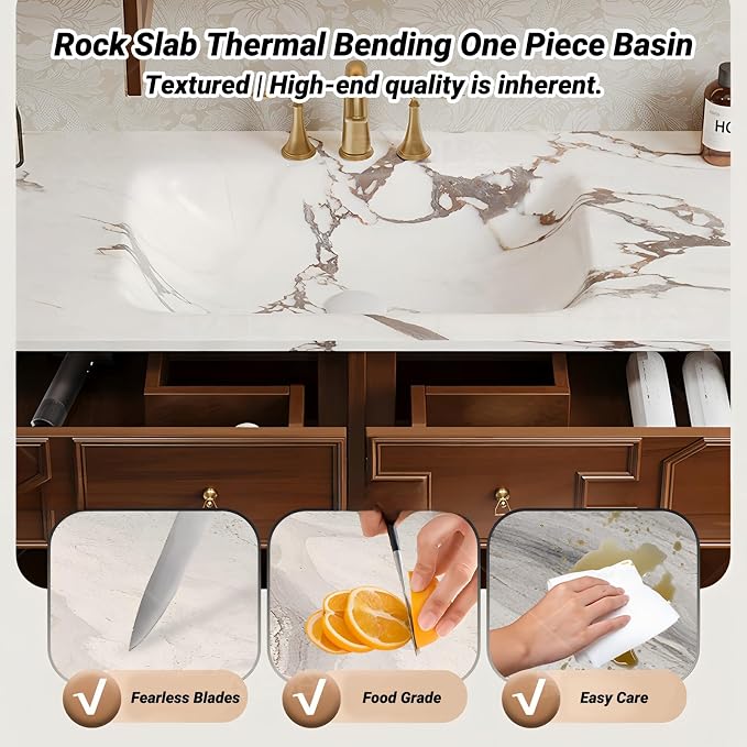 Solid Wood Bathroom Vanity 40Inch, Freestanding Bathroom Vanity Includes LED - Image 3