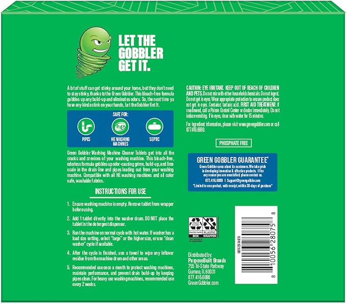 Green Gobbler Premium Washing Machine Cleaner & Deodorizer Tablets - Image 9
