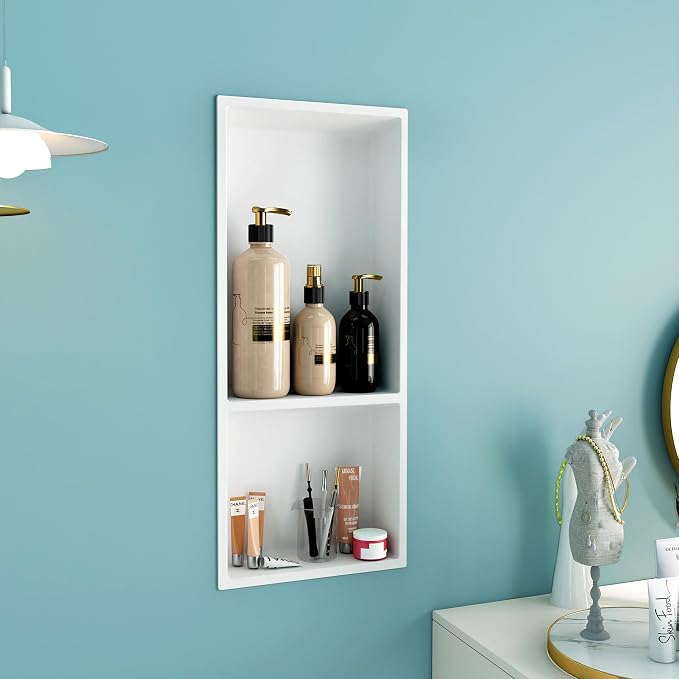 Shower Niche No Tile Needed, 12.2"x28.7"x3.8", Vertical Double Recessed Wall - Image 7