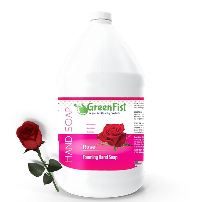 GreenFist Foaming Hand Soap Refills Jug Rose Scent Foam Refill Made in USA by GreenFist