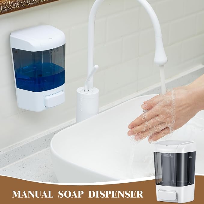 Hushee 4 Pcs Plastic Wall Mounted Soap Dispenser Commercial Manual Soap - Image 5