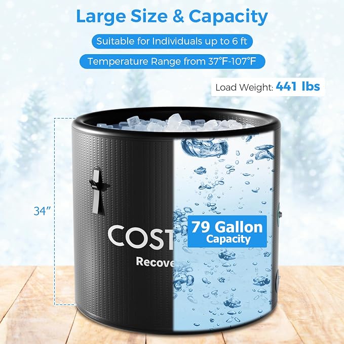 COSTWAY L 79 Gal Oval Ice Bath Tub - Image 2