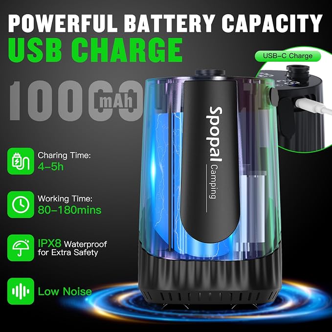 Portable Shower for Camping, 10000mAh Rechargeable Camping Shower - Image 2
