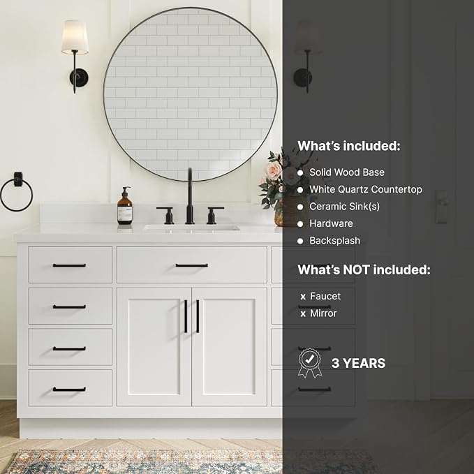 ARIEL Hepburn 61" White Bathroom Vanity - Image 5