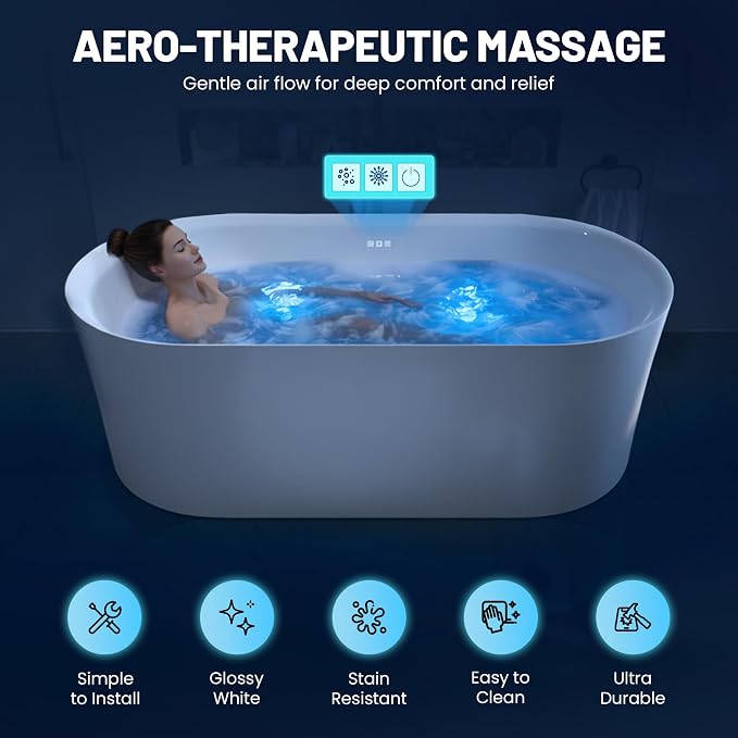 ANZZI 67" Freestanding Air Jetted Whirlpool Bathtub - Image 8