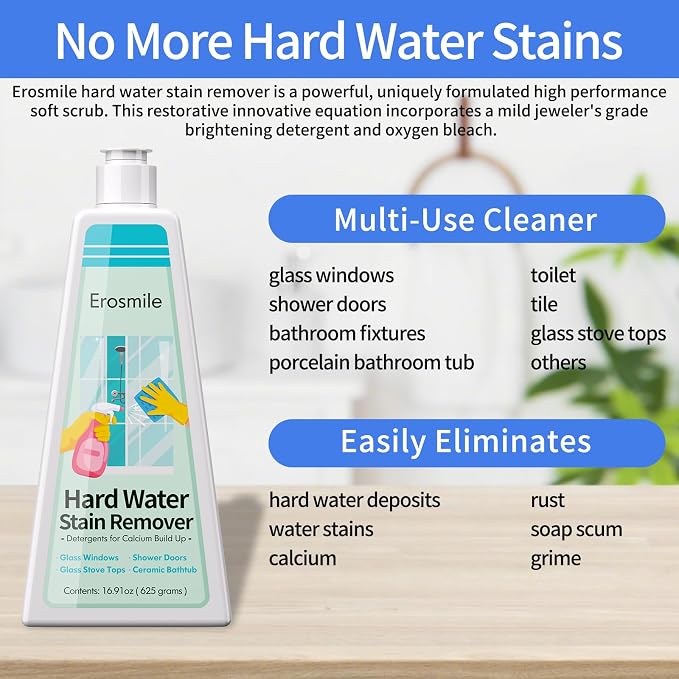 Hard Water Stain Remover, Shower Glass & Shower Door Cleaner, Removes Calcium - Image 2