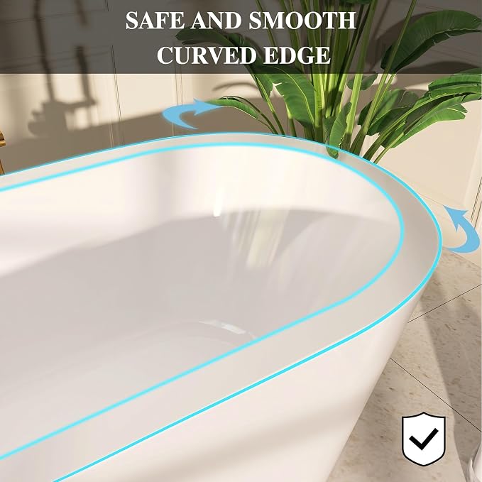 64" Acrylic Freestanding Bathtubs, Stand Alone Tub, Soaking Tubs - Image 6