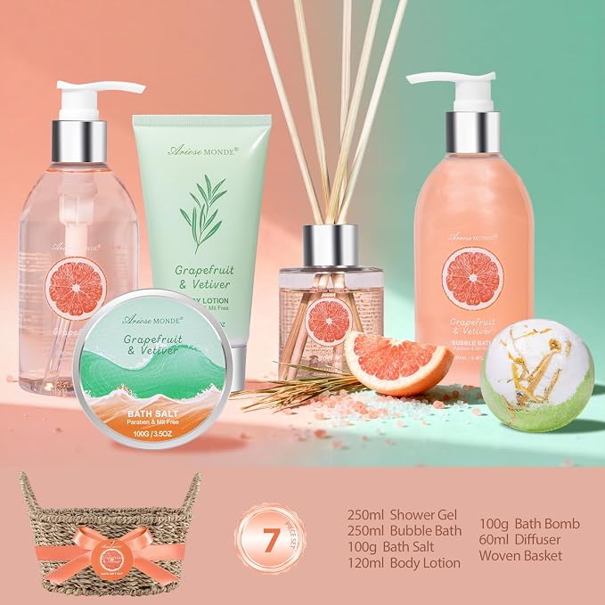 Gift Baskets for Women-7pc Bath Gift Set or Women, Relaxing And Uplifting Spa - Image 2