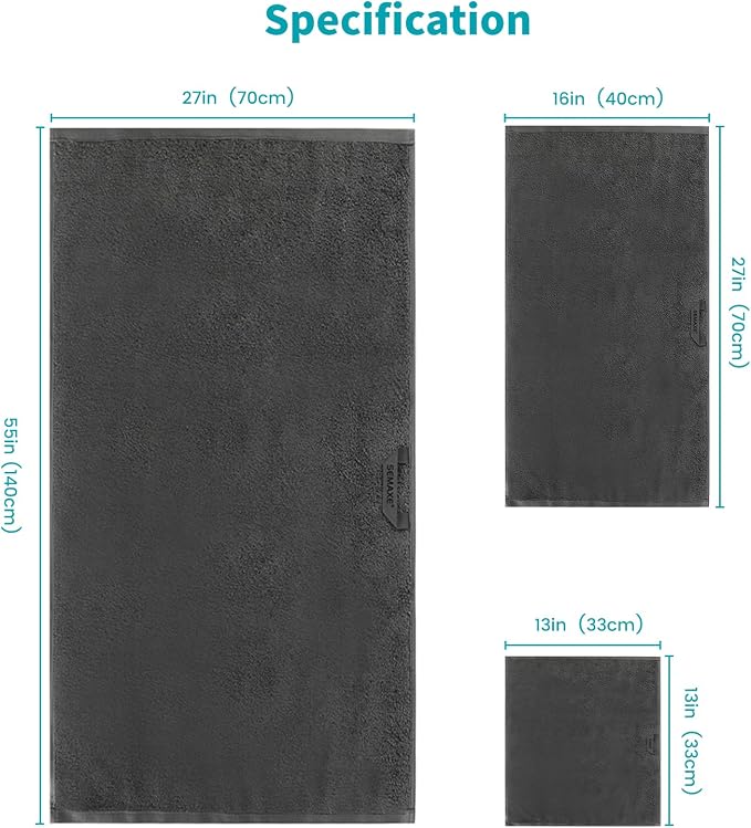 SEMAXE 12-Piece Family Bathroom Towel Set - Image 3