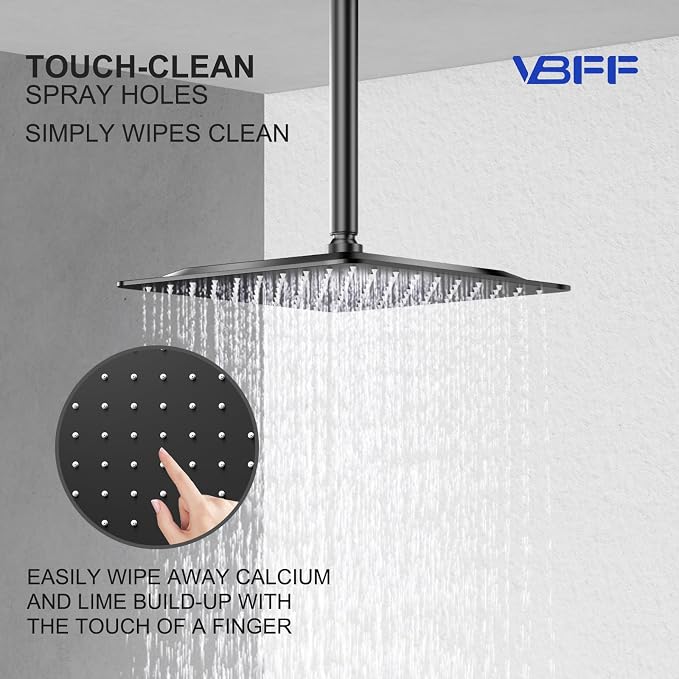 VBFF-Shower Head, rain shower head, 10 inch- Square Shower Head, 1.8 GPM Flow - Image 7