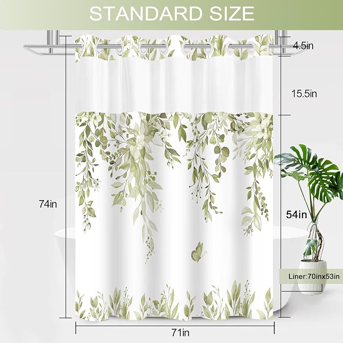 No Hook Shower Curtain and Liner Set, Bath Curtain Sets - Image 7