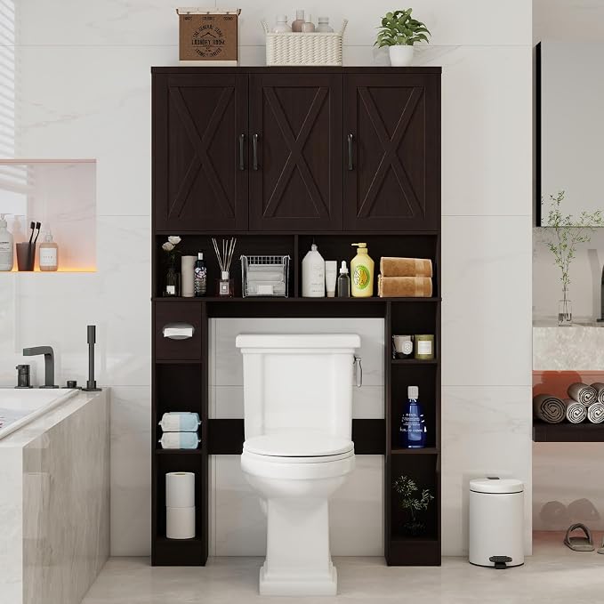 Over The Toilet Storage Cabinet, Farmhouse Toilet Cabinet Rack by Vabches