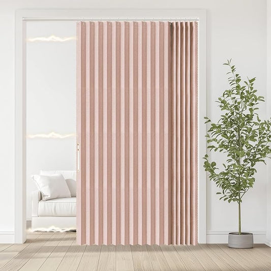 Accordian Door Curtain, 100% Blackout Folding Magnetic Doorway Curtains by JILRON
